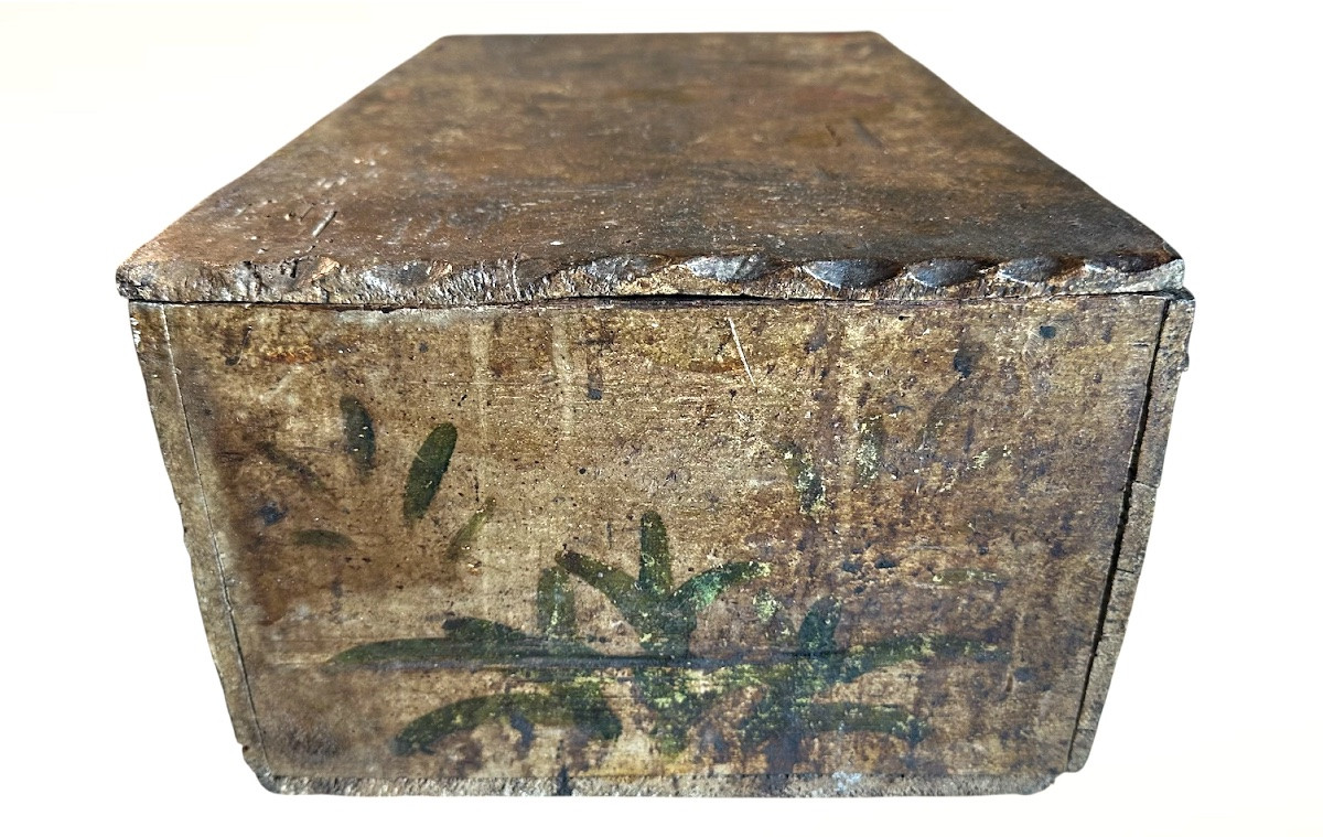 Antica Scatola/Cassettina in Legno Dipinta a Mano – XVII Secolo-photo-4