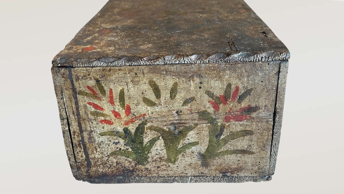 Antica Scatola/Cassettina in Legno Dipinta a Mano – XVII Secolo-photo-2