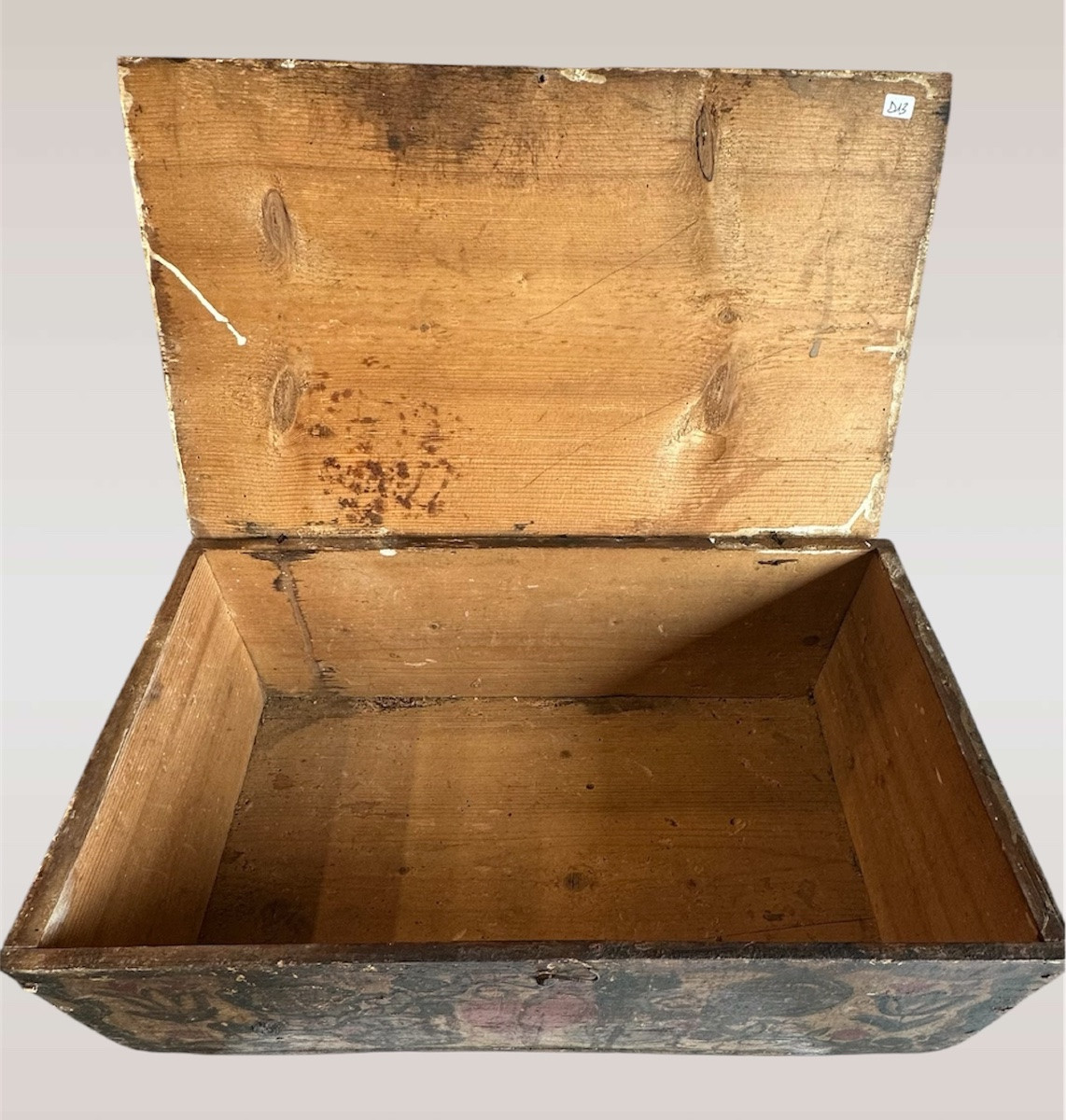 Antica Scatola/Cassettina in Legno Dipinta a Mano – XVII Secolo-photo-5