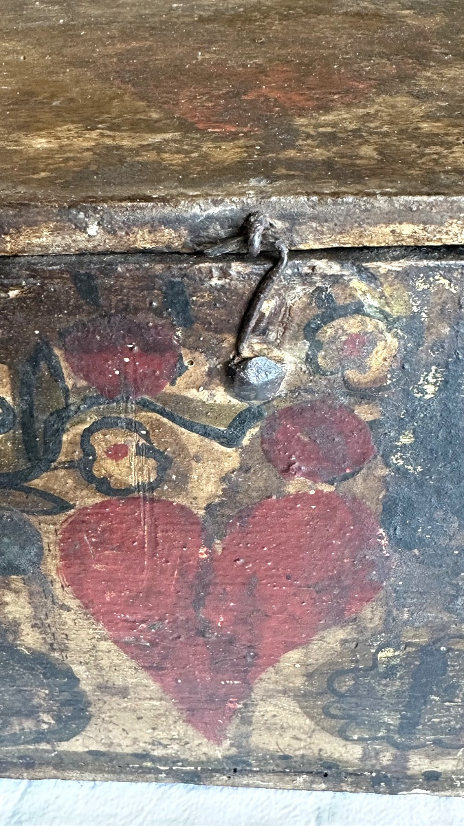 Antica Scatola/Cassettina in Legno Dipinta a Mano – XVII Secolo-photo-7