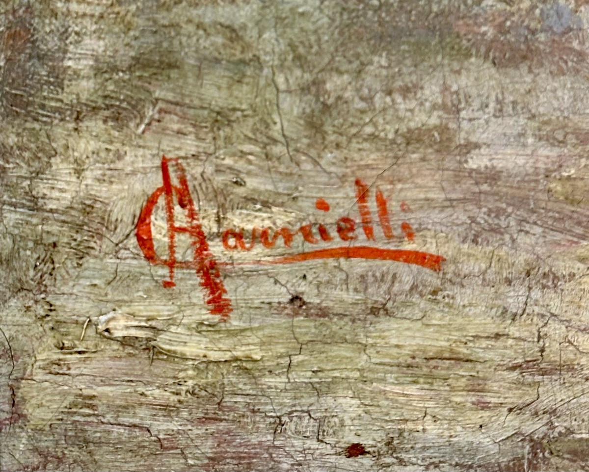 Quadro, olio su tela “La donna libellula” - A. Carnielli (firmato) - XIX sec.  -photo-2