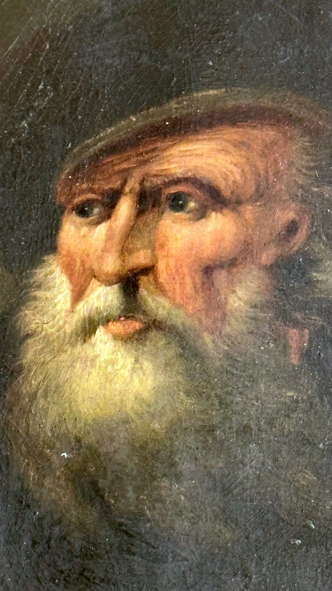 Miniatura “Ritratto di vecchio con cappello” – Olio su cartoncino - XIX sec. -photo-2
