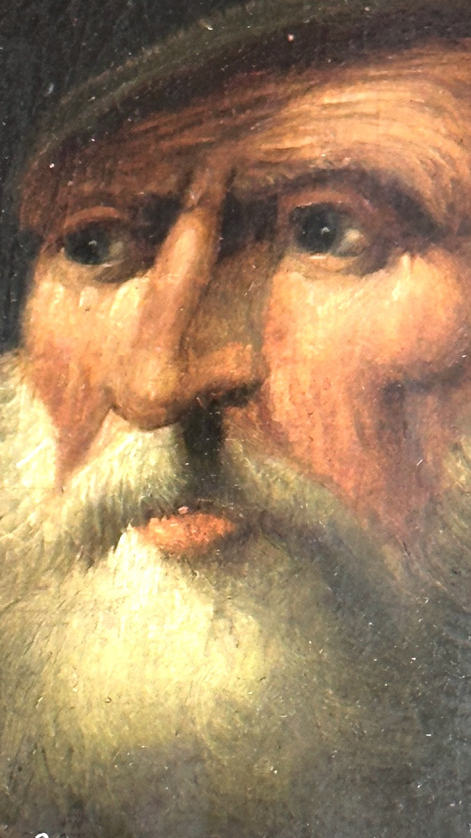 Miniatura “Ritratto di vecchio con cappello” – Olio su cartoncino - XIX sec. -photo-3