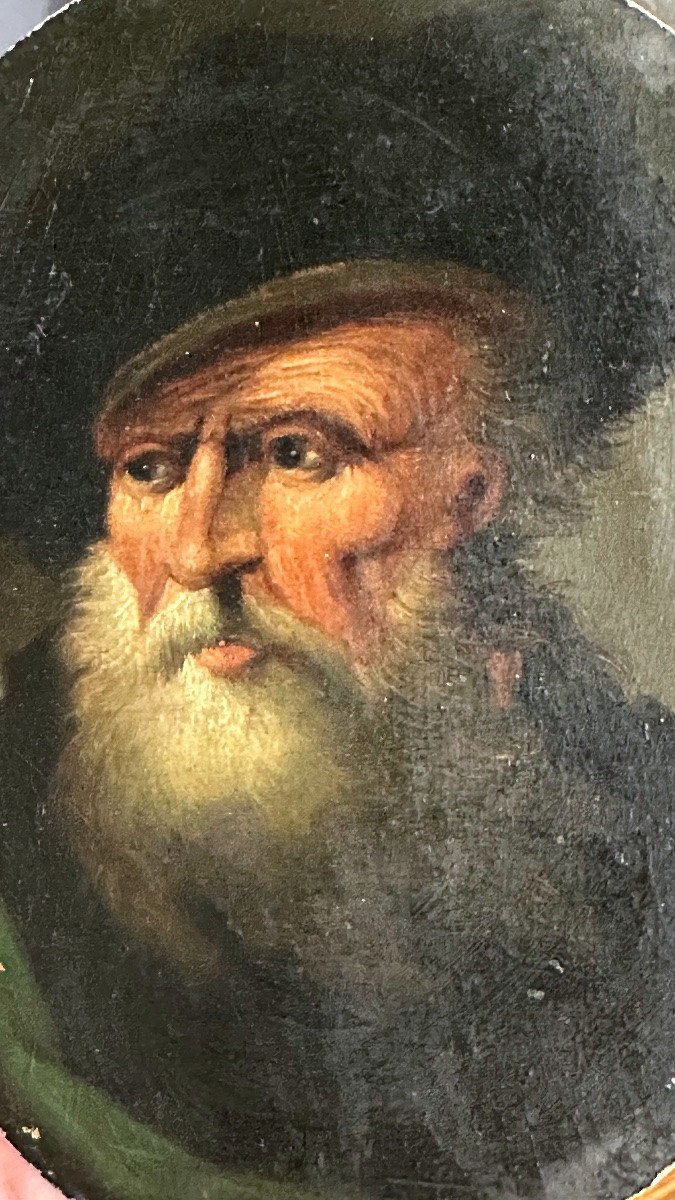Miniatura “Ritratto di vecchio con cappello” – Olio su cartoncino - XIX sec. -photo-4