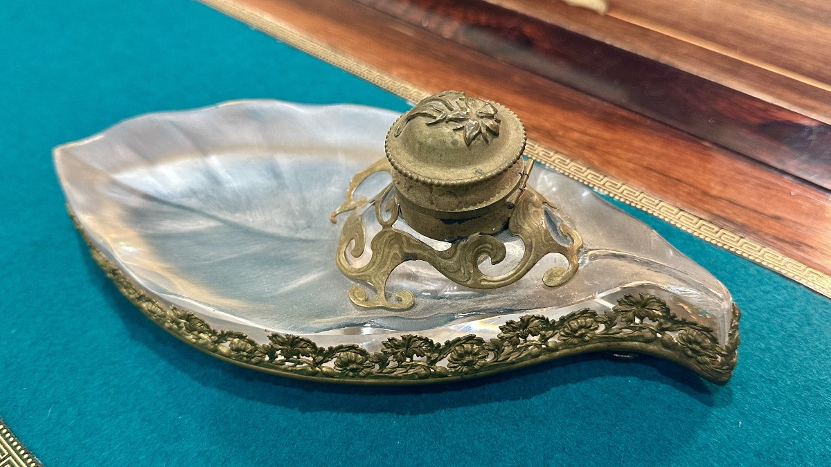 Calamaio in cristallo e bronzo – fine XIX / inizi XX secolo-photo-2