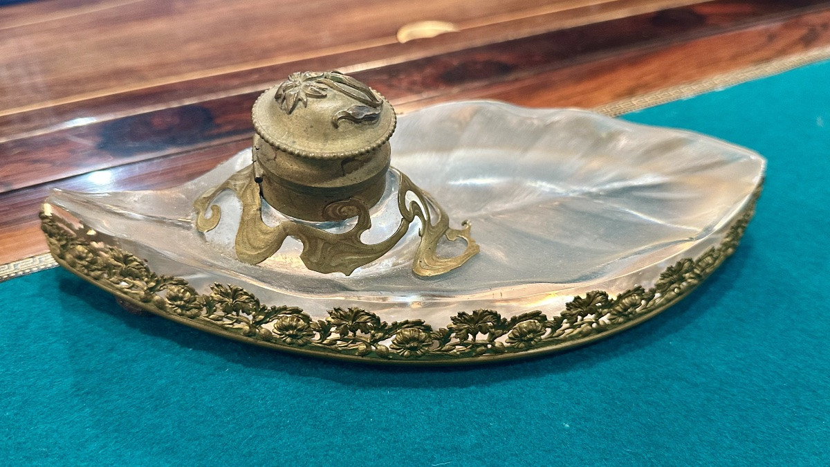 Calamaio in cristallo e bronzo – fine XIX / inizi XX secolo-photo-3