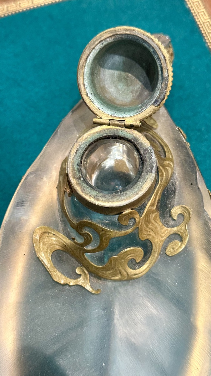 Calamaio in cristallo e bronzo – fine XIX / inizi XX secolo-photo-2