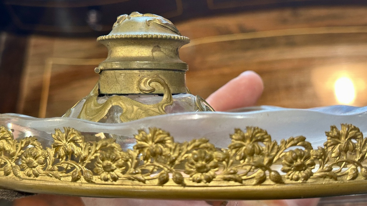 Calamaio in cristallo e bronzo – fine XIX / inizi XX secolo-photo-4