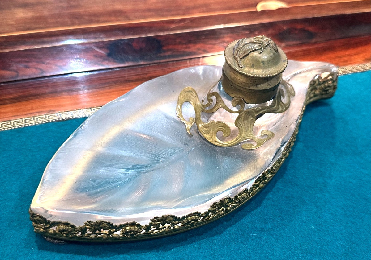 Calamaio in cristallo e bronzo – fine XIX / inizi XX secolo