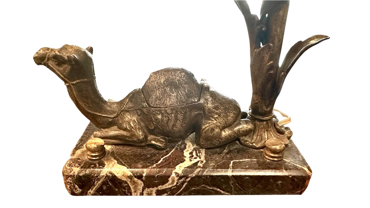 Lampada da tavolo con calamaio in stile orientale con cammello – XIX sec. -photo-3