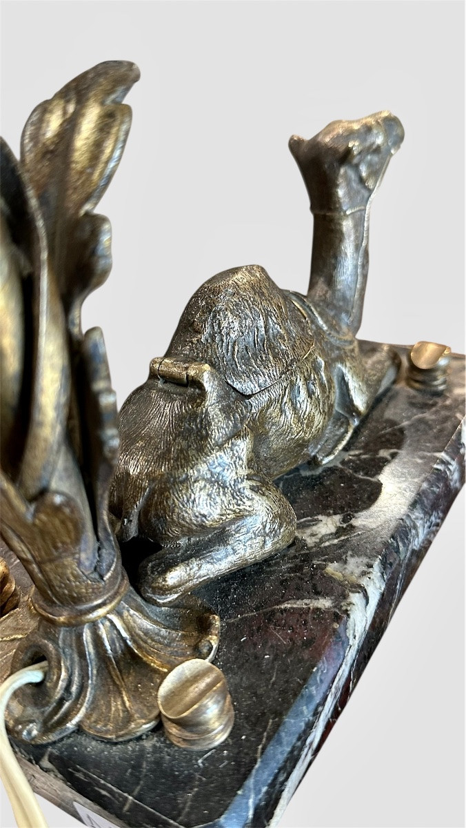 Lampada da tavolo con calamaio in stile orientale con cammello – XIX sec. -photo-4