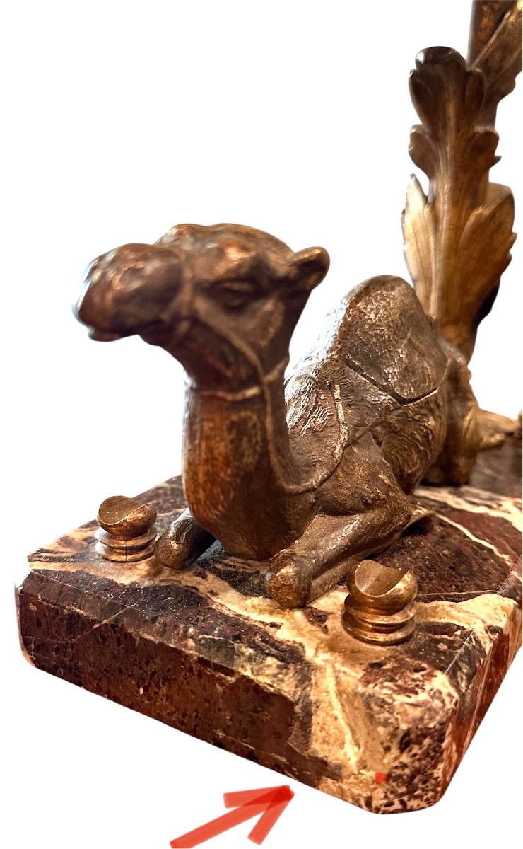 Lampada da tavolo con calamaio in stile orientale con cammello – XIX sec. -photo-6