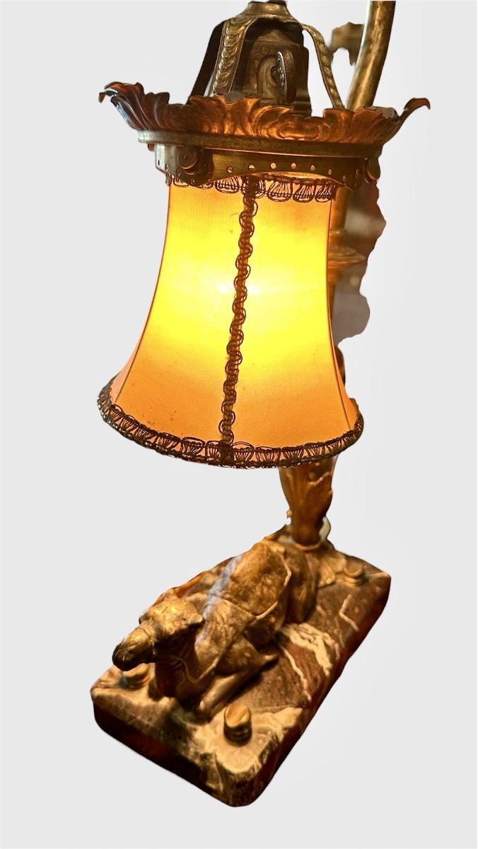 Lampada da tavolo con calamaio in stile orientale con cammello – XIX sec. -photo-7