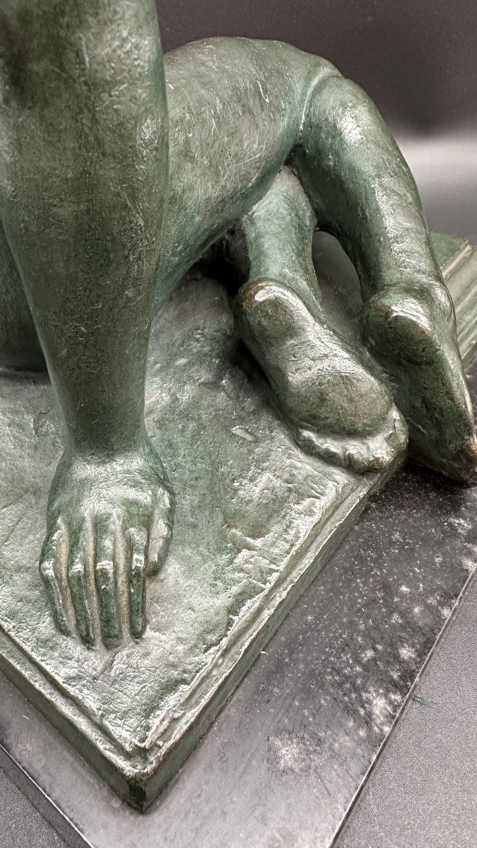 Scultura femminile in bronzo, firmato Pavesi - Art Decó-photo-2