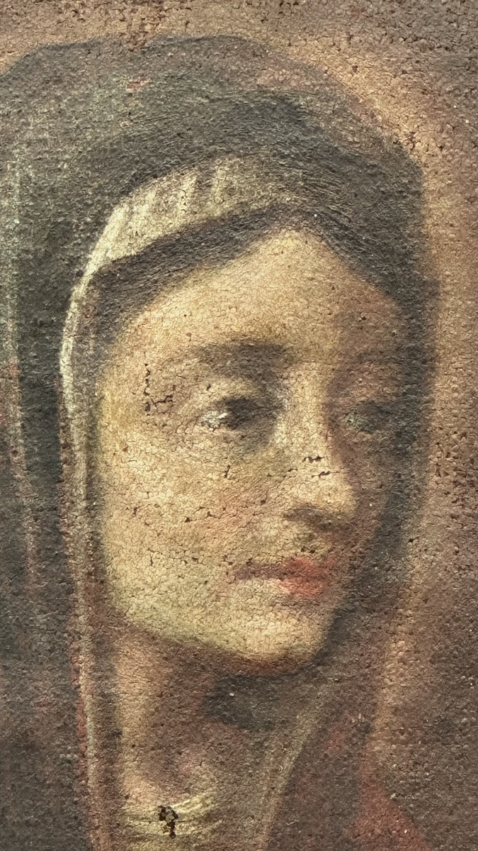 Dipinto “Madonna in Preghiera” – Olio su tela - Scuola Italiana, XVIII Secolo. -photo-2