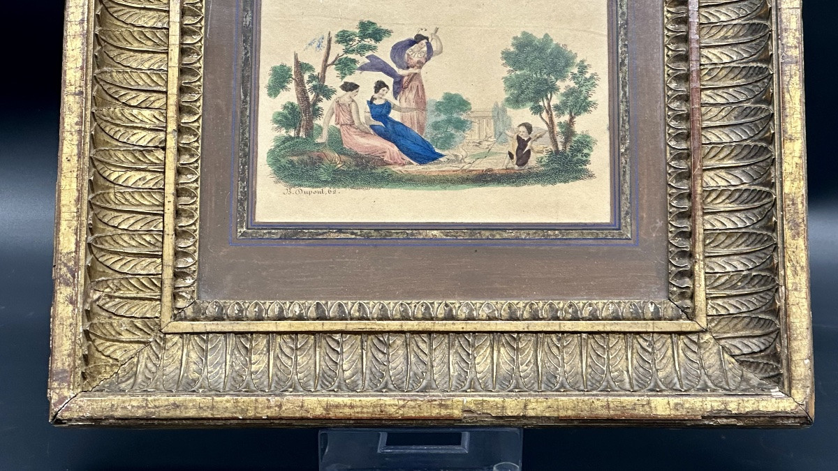 Incisione colorata “Diana e Cupido” - Neoclassico-photo-5