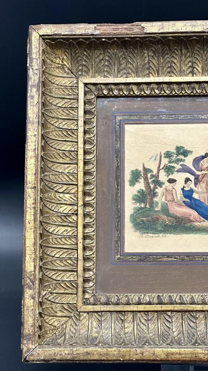 Incisione colorata “Diana e Cupido” - Neoclassico-photo-6