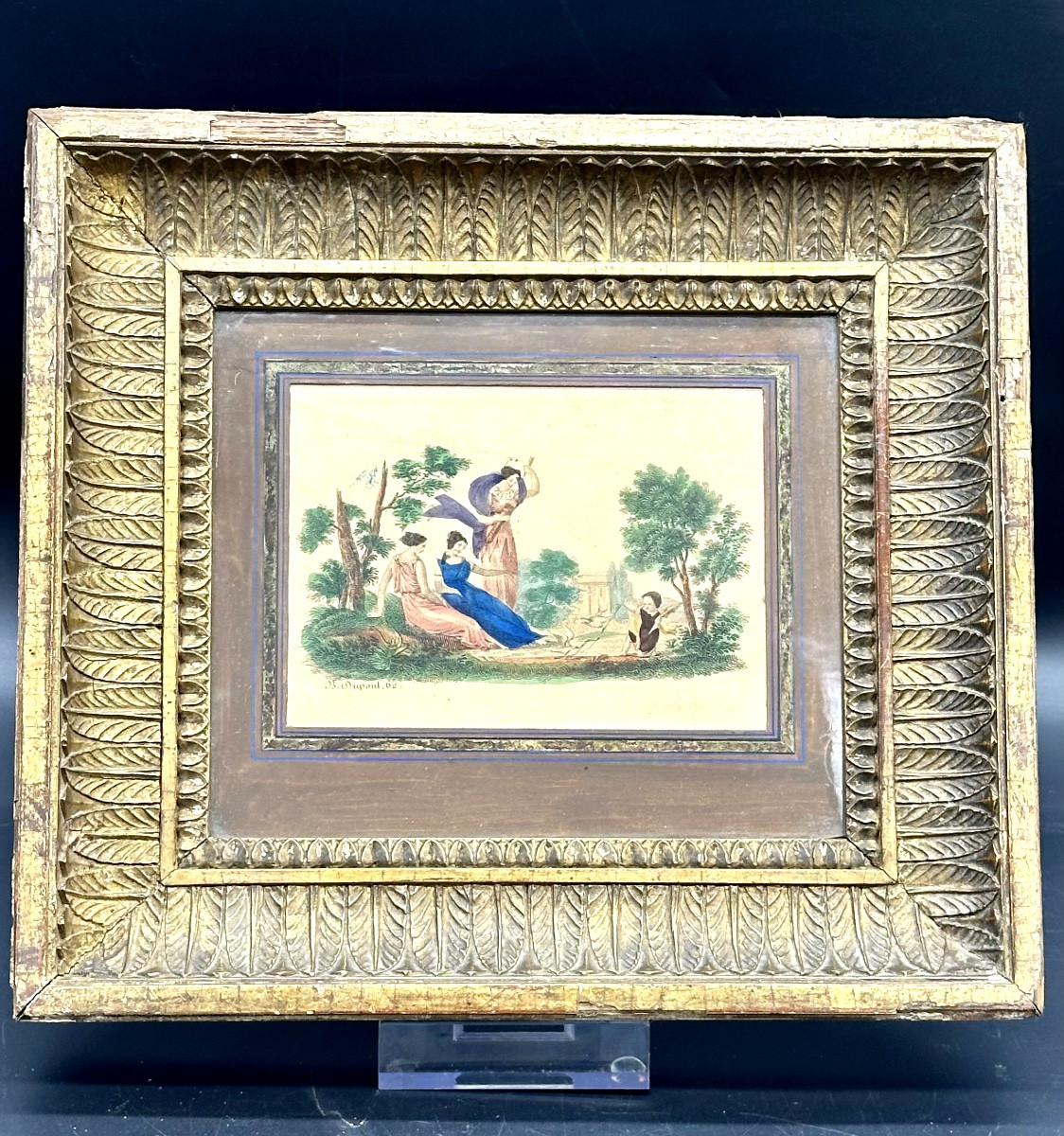 Incisione colorata “Diana e Cupido” - Neoclassico