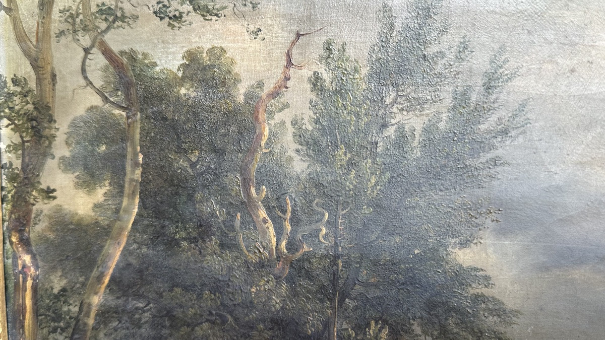 Quadro, olio su tela,  “Battuta di caccia aristocratica” - XIX sec.-photo-4