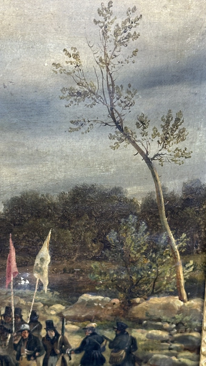 Quadro, olio su tela,  “Battuta di caccia aristocratica” - XIX sec.-photo-7