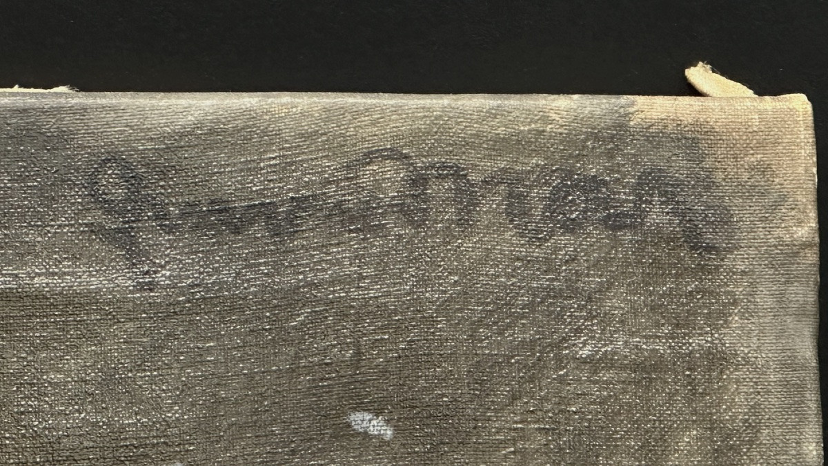 Dipinto a olio su tela – Scena di genere con figura anziana - XIX sec.-photo-1