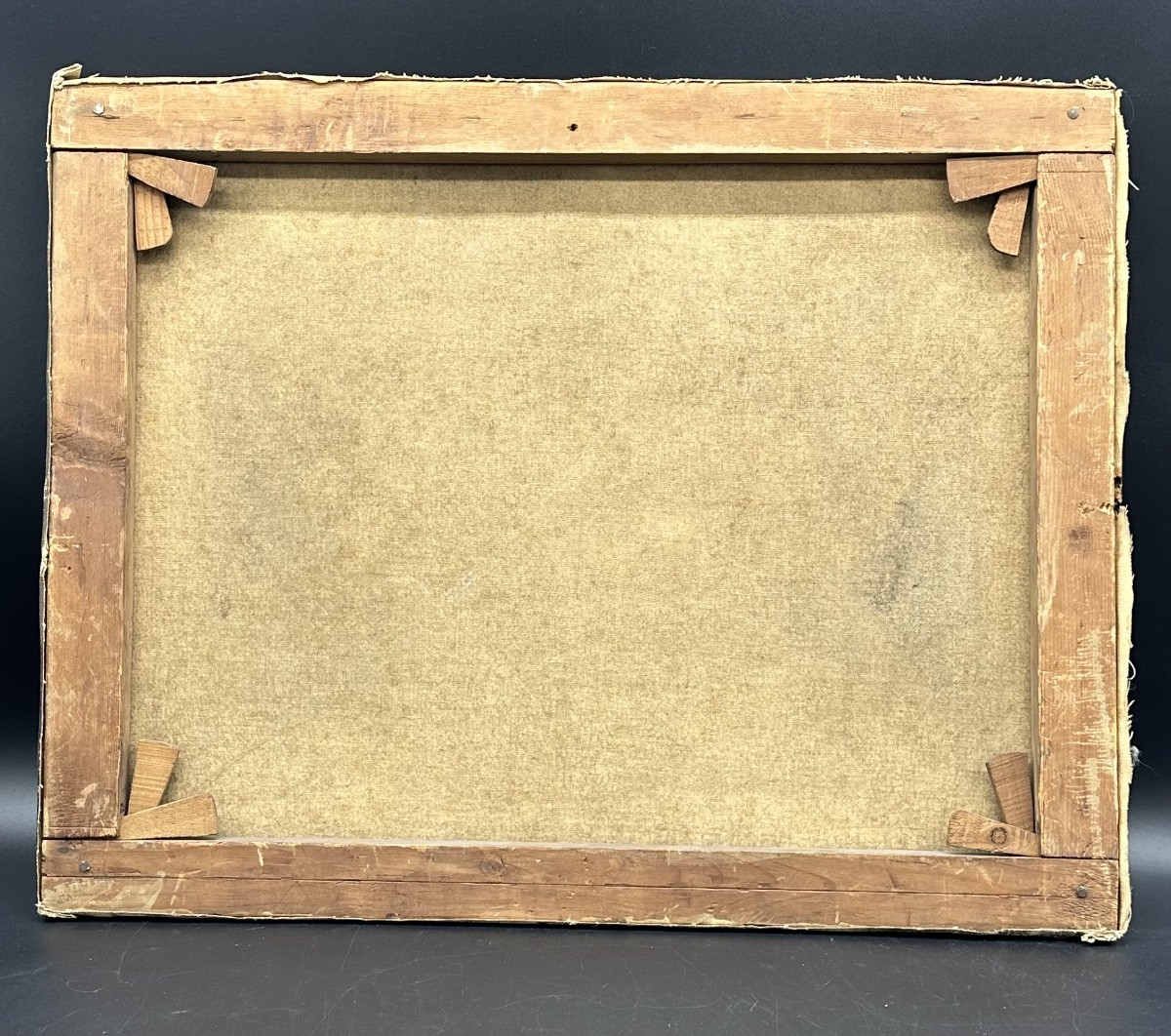 Dipinto a olio su tela – Scena di genere con figura anziana - XIX sec.-photo-4