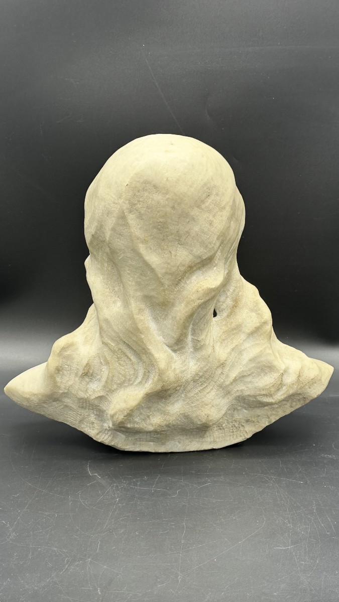Scultura, busto in marmo " Fanciulla"(Giovanna D'Arco?)- XIX sec. -photo-4