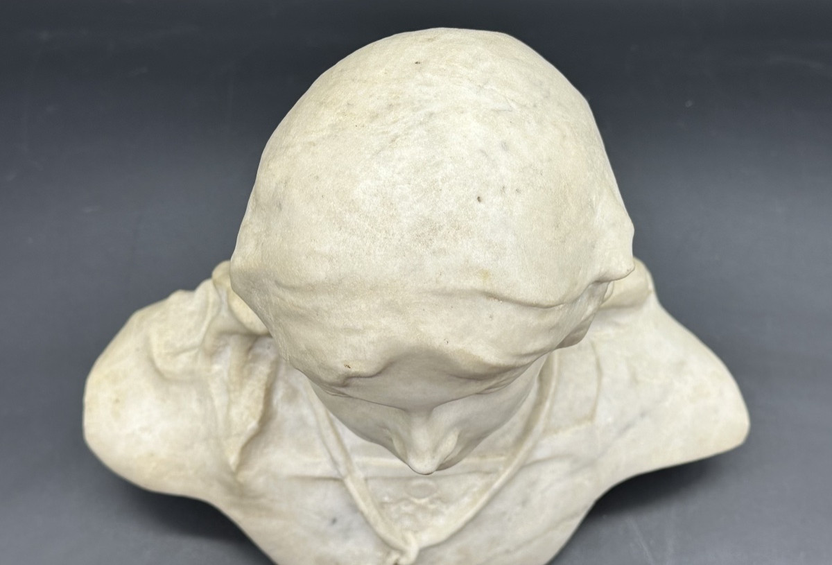 Scultura, busto in marmo " Fanciulla"(Giovanna D'Arco?)- XIX sec. -photo-4