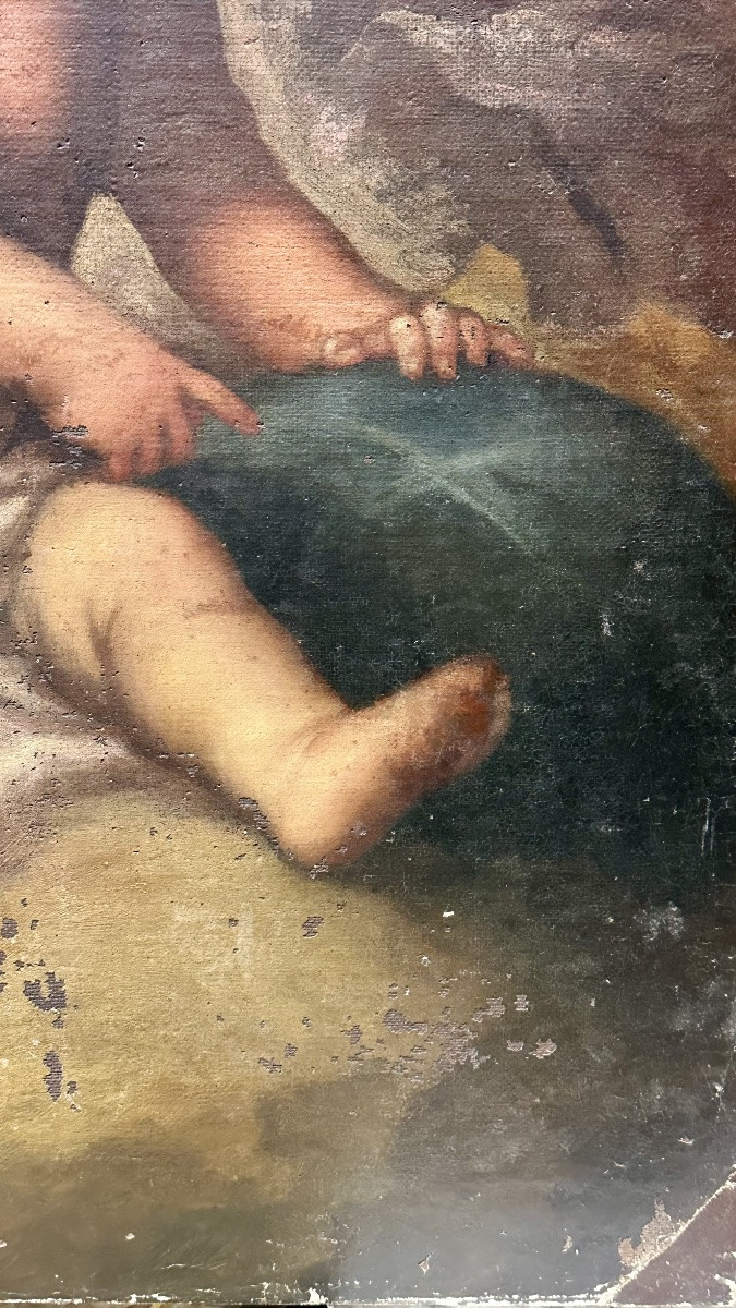 Dipinto a olio su tela, "Gesù Bambino" - XVIII secolo-photo-3