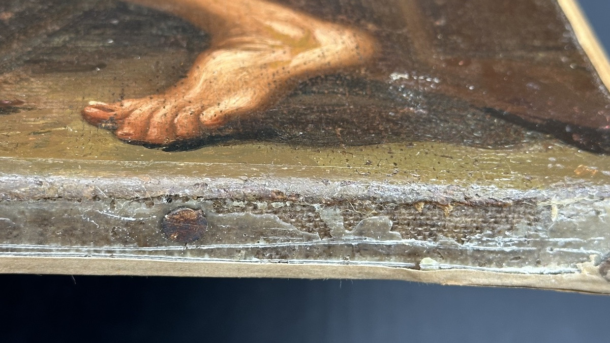 Dipinto, olio su tela “Adorazione dei pastori” - XVII sec.  -photo-7