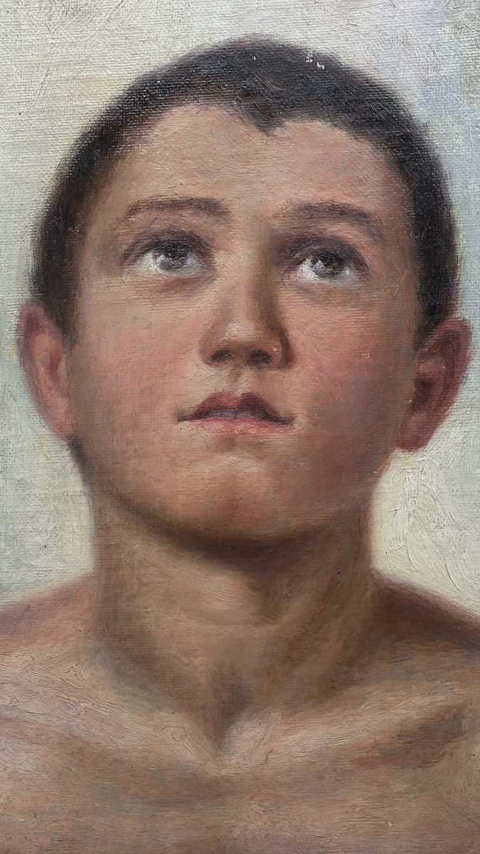 Dipinto “Fanciullo orante” - fine del XIX, inizi del XX secolo.-photo-3