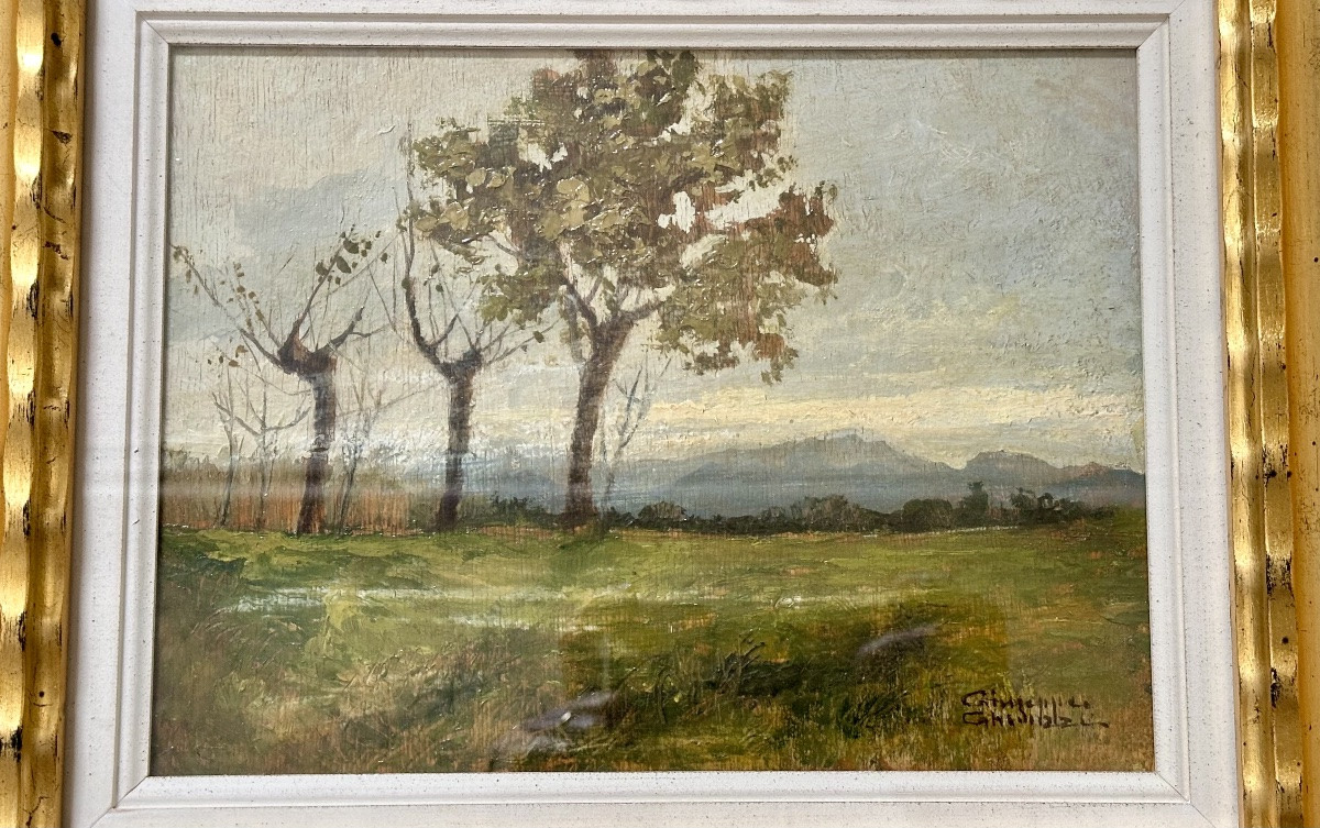 Dipinto “Paesaggio con alberi”, firmato Giuseppe Gheduzzi - XX sec. -photo-2
