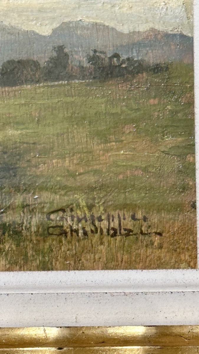 Dipinto “Paesaggio con alberi”, firmato Giuseppe Gheduzzi - XX sec. -photo-2