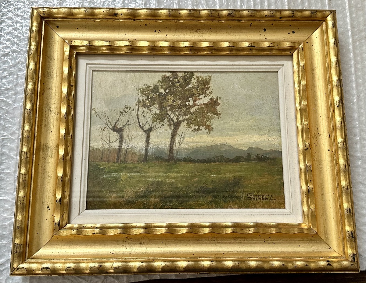 Dipinto “Paesaggio con alberi”, firmato Giuseppe Gheduzzi - XX sec. 