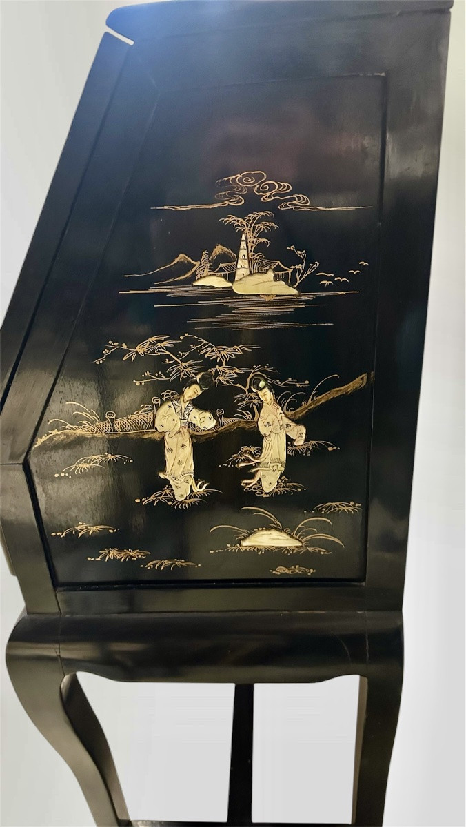 Scrittoio, ribalta a cineserie in madreperla - XX sec. -photo-1