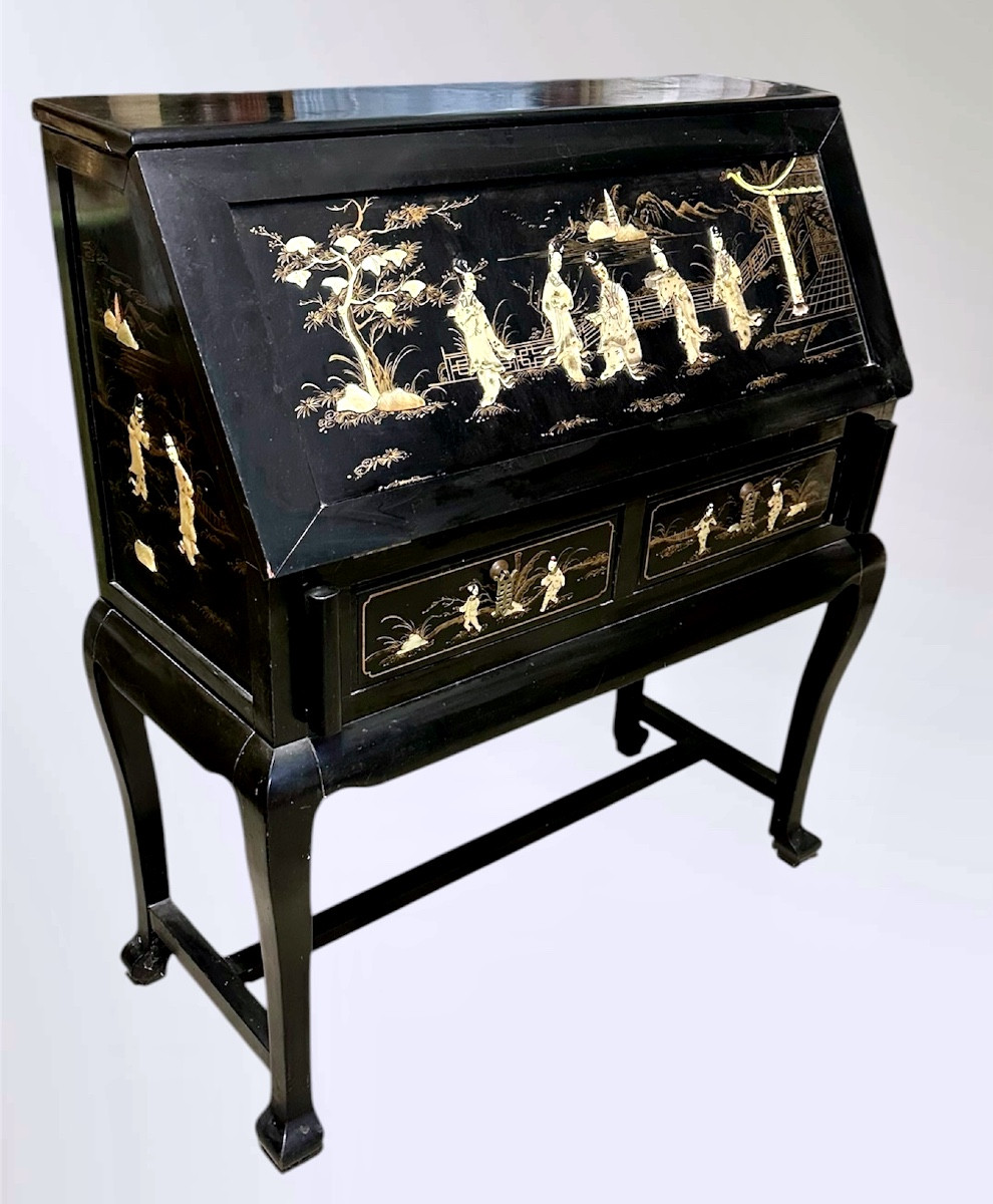 Scrittoio, ribalta a cineserie in madreperla - XX sec. 