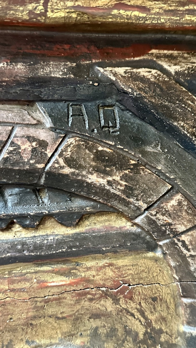 Pannello ligneo scolpito e policromo – scena dell’Adorazione dei Magi, siglato “A.Q.”-photo-6