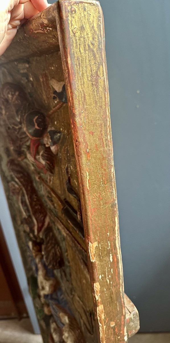 Pannello ligneo scolpito e policromo – scena dell’Adorazione dei Magi, siglato “A.Q.”-photo-8