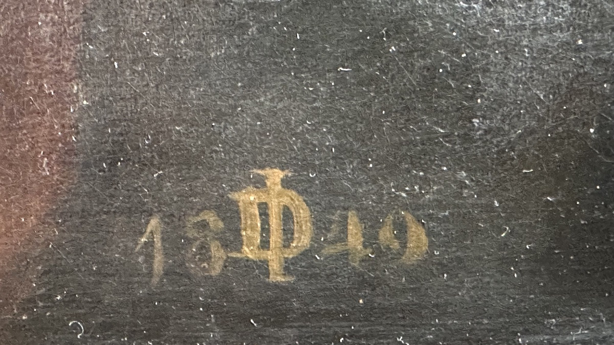 Dipinto ad olio su tela “Madonna con Bambino”, siglato e datato  “18 ID 49”-photo-3