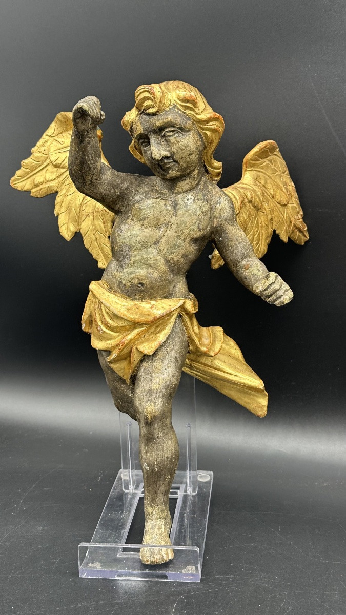 Coppia di Angeli Alati in Legno argentato e Dorato – Inizi del XVIII sec. -photo-2
