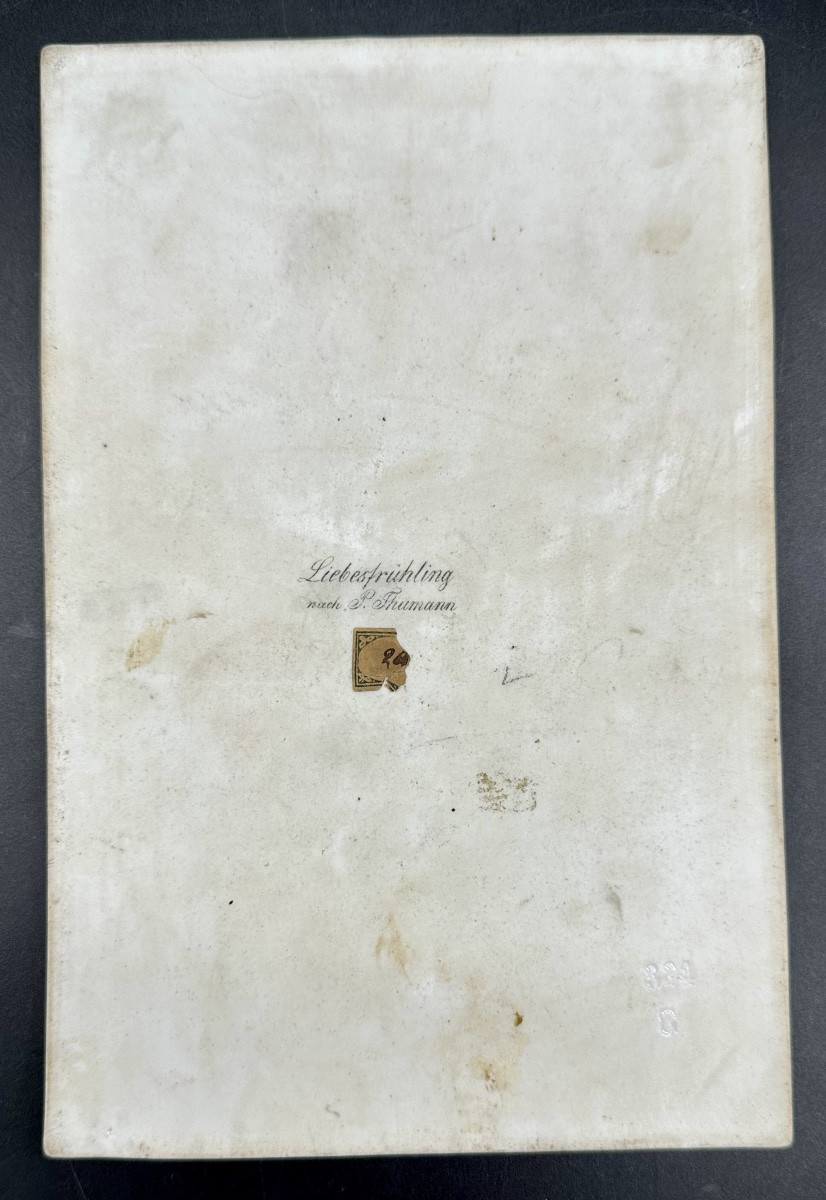 Placca in porcellana dipinta a mano – “Liebesfrühling”, firmato Friedrich Paul Thumann (1834–19-photo-7