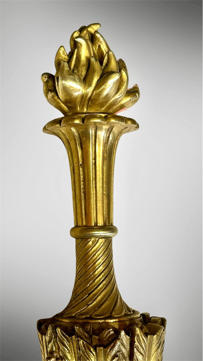 Coppia di Appliques in Bronzo Dorato a Tre Luci – Luigi XVI-photo-3