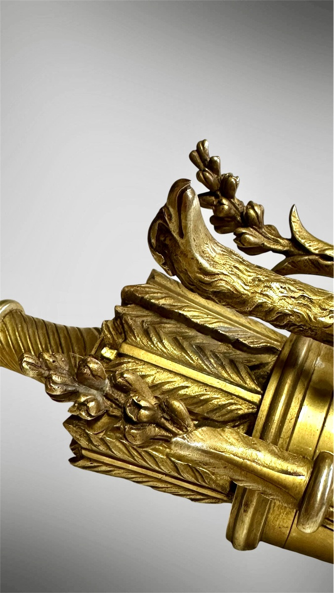 Coppia di Appliques in Bronzo Dorato a Tre Luci – Luigi XVI-photo-4