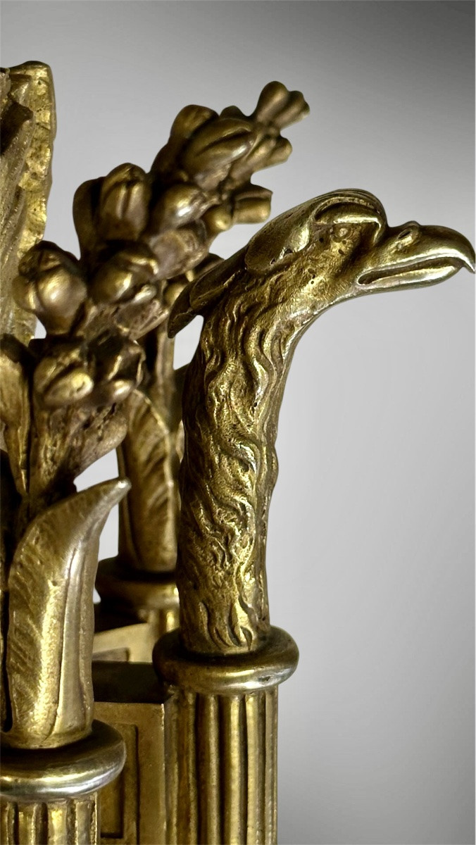 Coppia di Appliques in Bronzo Dorato a Tre Luci – Luigi XVI-photo-1