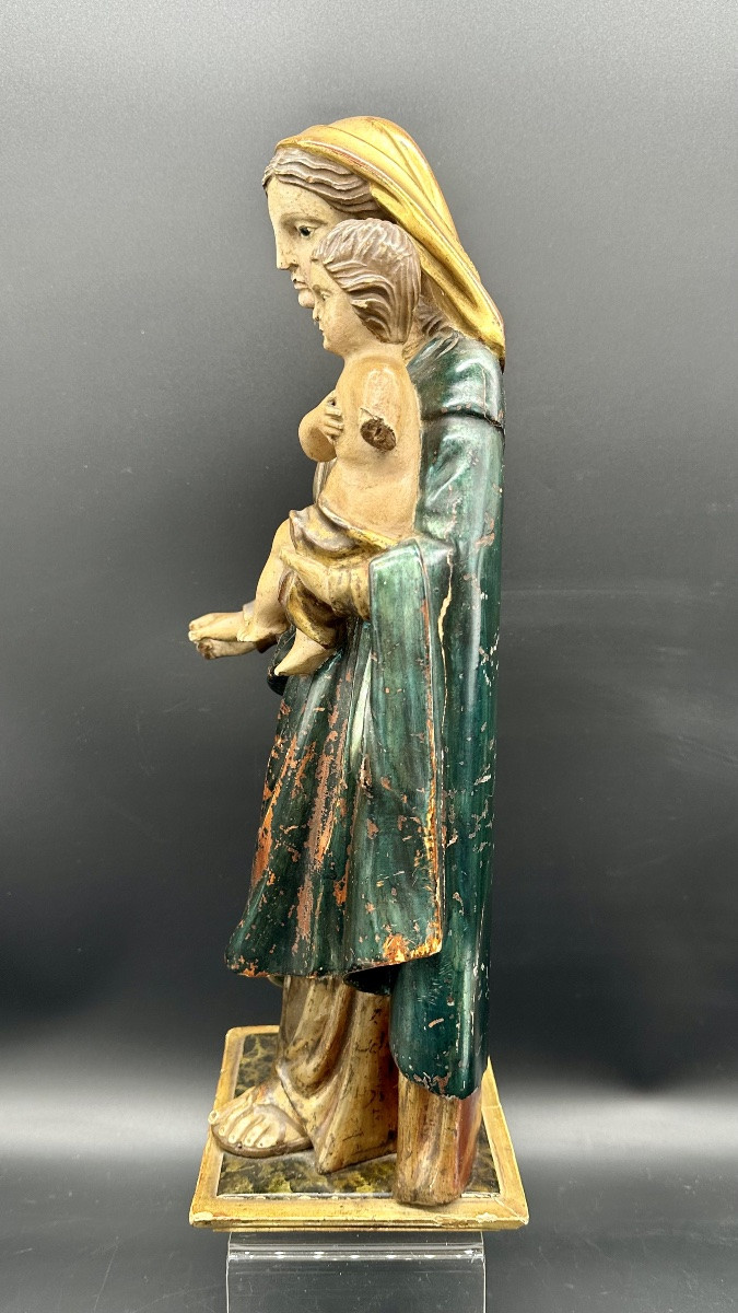 Scultura lignea policroma “Madonna col Bambino” - fine XVIII, inizio XIX sec.-photo-2