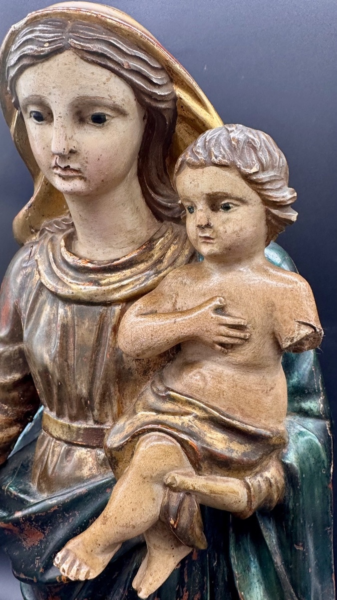 Scultura lignea policroma “Madonna col Bambino” - fine XVIII, inizio XIX sec.-photo-4