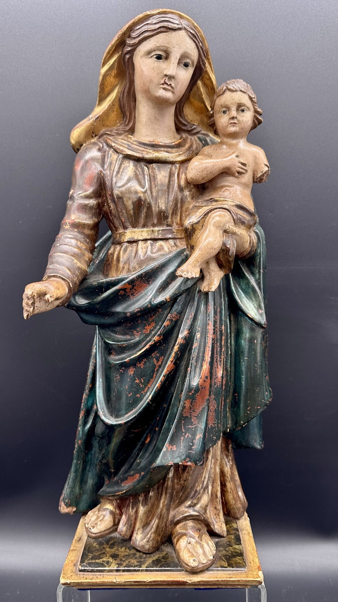 Scultura lignea policroma “Madonna col Bambino” - fine XVIII, inizio XIX sec.