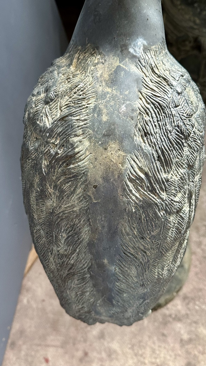 Scultura decorativa in bronzo raffigurante airone – Inizi del XX secolo-photo-2