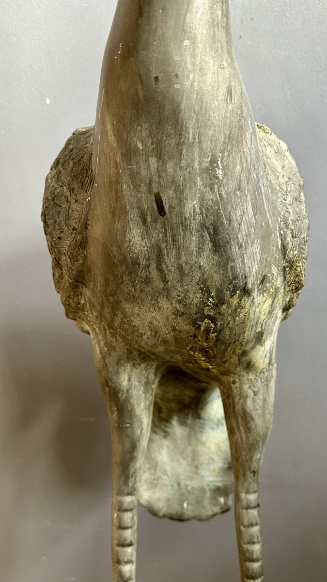 Scultura decorativa in bronzo raffigurante airone – Inizi del XX secolo-photo-3