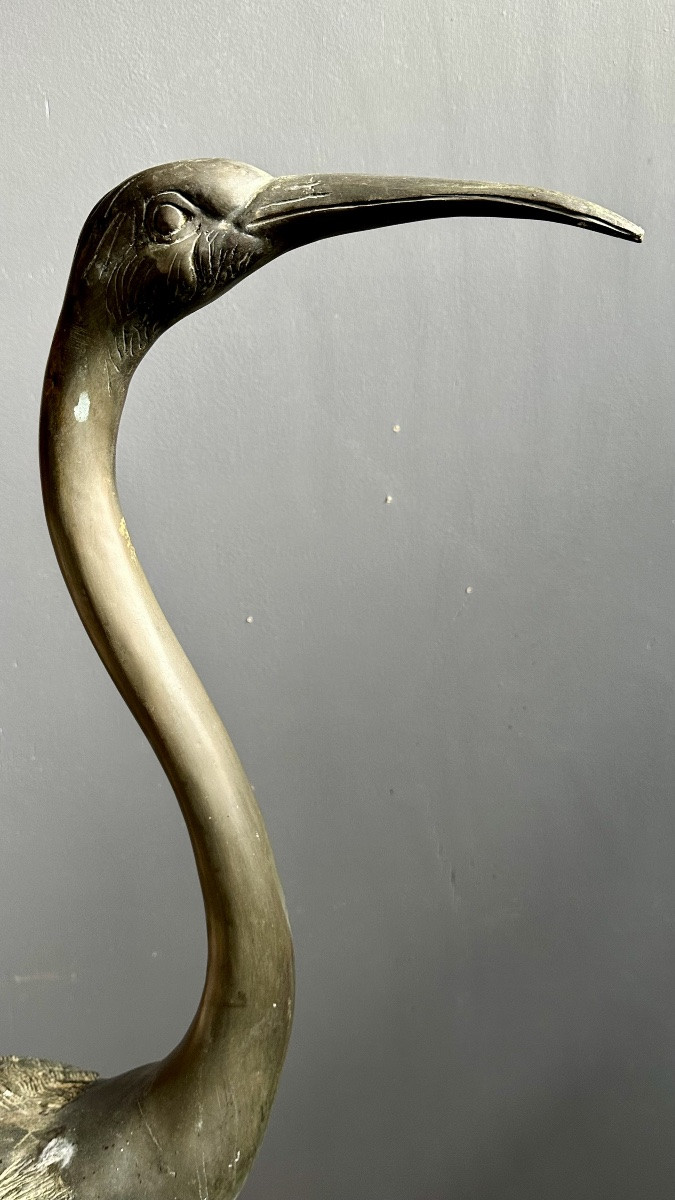 Scultura decorativa in bronzo raffigurante airone – Inizi del XX secolo-photo-4